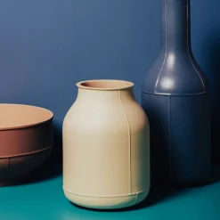 Seams Bottle-Shaped Azure Vase by Benjamin Hubert