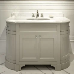 Season White Carrara Marble And Warm Gray Base Vanity Unit