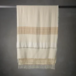 Senja.D1 Fringed Sand Silk & Linen Blanket