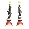 Set of 2 Anthropomoprhic Polychrome Candleholders