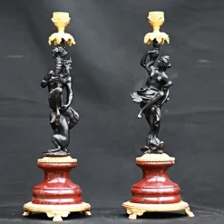Set of 2 Anthropomoprhic Polychrome Candleholders