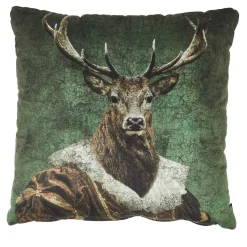 Set of 2 Anthropomorphic Deer Design Square Velvet Cushions