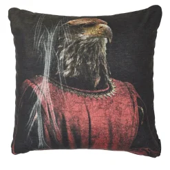 Set of 2 Anthropomorphic Eagle Design Square Fabric Cushions