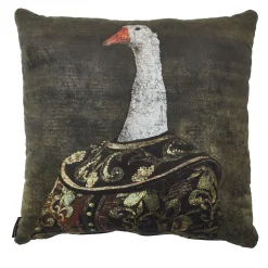 Set of 2 Anthropomorphic Goose Design Square Velvet Cushions