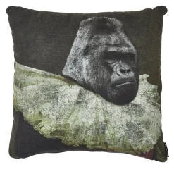 Set of 2 Anthropomorphic Gorilla Design Square Fabric Cushions