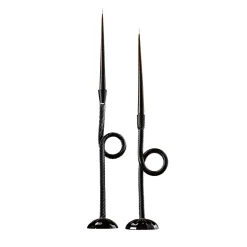 Set of 2 Black Murano Glass Knot Candleholders