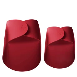 Set of 2 Bloom Leather Red Basket by Viola Tonucci