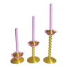 Set Of 3 Blooming Gold And Pink 3D Printed Candle Holders