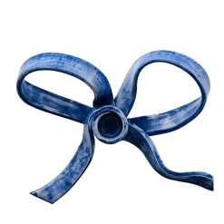 Set of 2 Blue Bow-Shaped Ceramic Candle Holders
