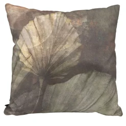 Set of 2 Corten Effect Leaves Square Fabric Cushions