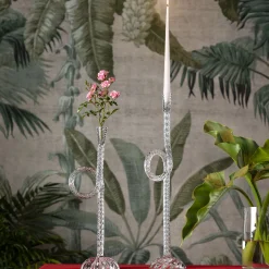 Set of 2 Crystal Murano Glass Knot Candleholders