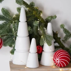 Set of 3 Extra White Carrara Marble Christmas Trees