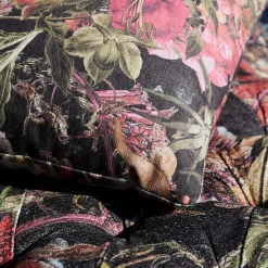 Set of 2 Floral Leaf Animal Motif Square Fabric Cushions