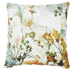 Set of 2 Flowers And Leaves Square Velvet Cushions