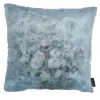 Set of 2 Flowers Square Light Blue Velvet Cushions