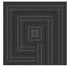 Set of 36 Geometrie d’Ombra Composition Of Line And Square Motif Carbon Black Ceramic Tiles