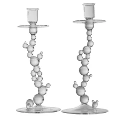 Set of 2 H₂O Bubble Transparent Candle Holders