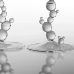 Set of 2 H₂O Bubble Transparent Candle Holders