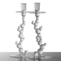 Set of 2 H₂O Bubble Transparent Candle Holders
