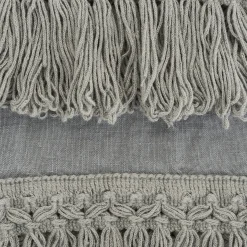 Set of 2 Light Blue Linen Towels with Long Fringes