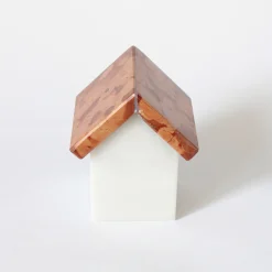 Set of 2 Little House Sculptures in Carrara and Verona Marbles by Paola Giubbani