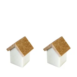 Set of 2 Little House Sculptures in Carrara and Portogallo Marbles by Paola Giubbani