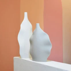 Set of 2 Marine Wavy Ceramic Decorative Bottles