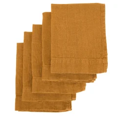 Set of 4 Mustard Linen Hand Towels