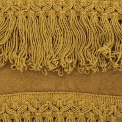 Set of 2 Mustard Linen Towels with Long Fringes