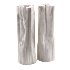 Set of 2 "Paesaggio 19 #1" White Decorative Vases by Nino Basso