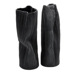 Set of 2 "Paesaggio 25 Black #1" Decorative Vases by Nino Basso