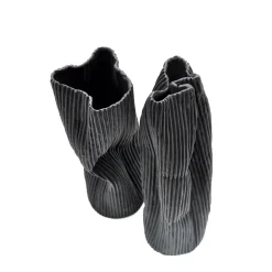 Set of 2 "Paesaggio 25 Black #1" Decorative Vases by Nino Basso