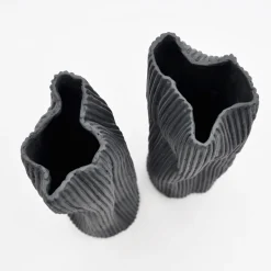 Set of 2 "Paesaggio 25 Black #2" Decorative Vases by Nino Basso