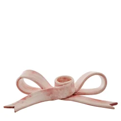 Set of 2 Pink Bow-Shaped Ceramic Candle Holders