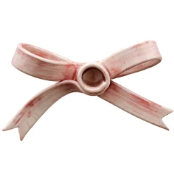 Set of 2 Pink Bow-Shaped Ceramic Candle Holders