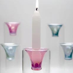 Set of 3 Pink Tharros Candelabras