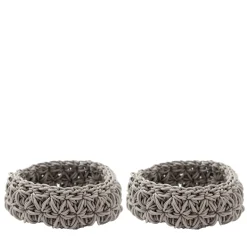 Set of 2 Ricami Gray Baskets #1 by Rosanna Contadini