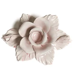 Set of 2 Rose-Shaped Pink Candle Holders