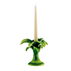 Set of 2 Small Handpainted Palm Tree Candlesticks