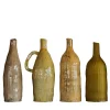 Set of 4 Small Ochre Yellow Ceramic Decorative Bottles