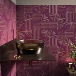 Set Of 44 Solchi Tattile Lines Plum Tiles