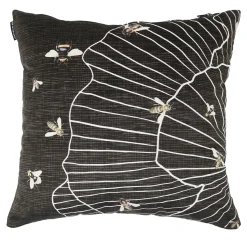 Set of 2 Stylized Bees And Flowers Square Velvet Cushions