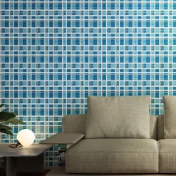 Set Of 25 Tartan Light Blue Type 1 Tiles