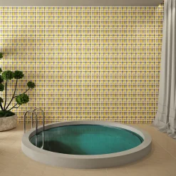 Set Of 25 Tartan Yellow Type 1 Tiles