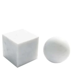Set of Decorative Objects Paper Weights in White Carrara Marble