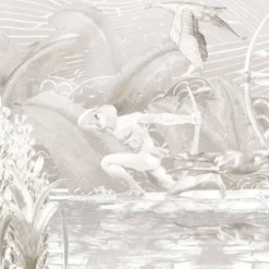 Silver Gleaming Wildscape Polyester Wallcovering Fabric