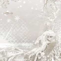 Silver Gleaming Wildscape Polyester Wallcovering Fabric