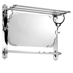 Silver Towel Rack Shelf with Mirror