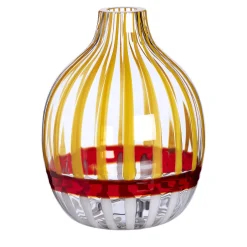 Singleflower Red and Orange Striped Vase