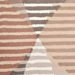 Sinking Circles geometric Beige motif Wool Rug